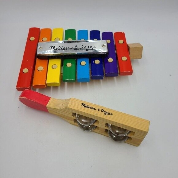 Melissa & Doug Beginner Band Learn-to-Play Wood Instruments Cymbals Lot 10 - Picture 6 of 8
